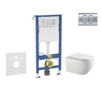 Geberit Duofix - Set bâti-support, cuvette Gaia et abattant softclose, plaque de déclenchement Delta01, chrome brillant SANI11CA1136B