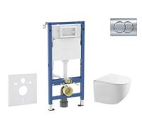 Geberit Duofix - Set bâti-support, cuvette Gaia et abattant softclose, plaque de déclenchement Delta01, chrome brillant SANI11CA1130B