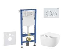 Geberit Duofix - Set bâti-support, cuvette Gaia et abattant softclose, plaque de déclenchement Delta20, blanc alpin SANI11CA3145B