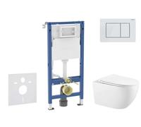 Geberit Duofix - Set bâti-support, cuvette Gaia et abattant softclose, plaque de déclenchement Delta30, blanc alpin SANI11CA3146B