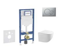 Geberit Duofix - Set bâti-support, cuvette Gaia et abattant softclose, plaque de déclenchement Sigma01, chrome mat laqué SANI11CA1129B