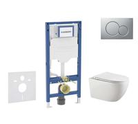 Geberit Duofix - Set bâti-support, cuvette Gaia et abattant softclose, plaque de déclenchement Sigma01, chrome mat laqué SANI11CA1135B