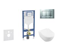 Geberit Duofix - Set bâti-support, cuvette Subway 2.0 et abattant softclose, plaque de déclenchement Sigma20, chrome mat/chrome SANI11CK2114