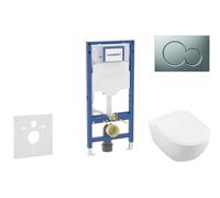 Geberit Duofix - Set bâti-support, cuvette Subway 2.0 et abattant softclose, plaque de déclenchement Sigma01, chrome brillant SANI11CK2110