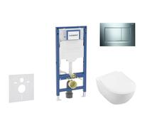 Geberit Duofix - Set bâti-support, cuvette Subway 2.0 et abattant softclose, plaque de déclenchement Sigma20, chrome brillant/chrome mat SANI11CK1113