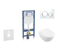 Geberit Duofix - Set bâti-support, cuvette Subway 2.0 et abattant softclose, plaque de déclenchement Sigma20, blanc/chrome brillant SANI11CK3111