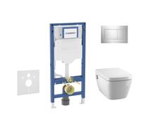 Geberit Duofix - Set bâti-support, cuvette TECEone et abattant softclose, plaque de déclenchement Sigma20, chrome brillant/chrome mat SANI11CT1105