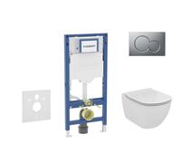 Geberit Duofix - Set bâti-support, cuvette Tesi et abattant, plaque de déclenchement Sigma01, chrome mat SANI11CD2118