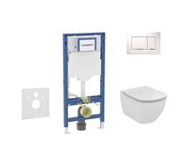 Geberit Duofix - Set bâti-support, cuvette Tesi et abattant, plaque de déclenchement Sigma20, blanc/chrome SANI11CD3120