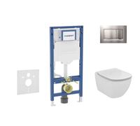 Geberit Duofix - Set bâti-support, cuvette Tesi et abattant, plaque de déclenchement Sigma20, chrome mat/chrome SANI11CD2122