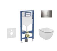 Geberit Duofix - Set bâti-support, cuvette Tesi et abattant, plaque de déclenchement Sigma20, chrome SANI11CD1121