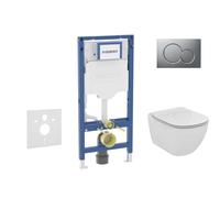 Geberit Duofix - Set bâti-support, cuvette Tesi et abattant softclose, plaque de déclenchement Sigma01, chrome mat SANI11CD2134