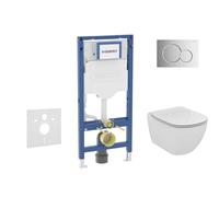 Geberit Duofix - Set bâti-support, cuvette Tesi et abattant softclose, plaque de déclenchement Sigma01, chrome brillant SANI11CD1133