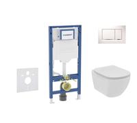 Geberit Duofix - Set bâti-support, cuvette Tesi et abattant softclose, plaque de déclenchement Sigma20, blanc/chrome SANI11CD3112