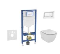 Geberit Duofix - Set bâti-support, cuvette Tesi et abattant softclose, plaque de déclenchement Sigma20, blanc/chrome brillant SANI11CD3136