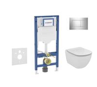 Geberit Duofix - Set bâti-support, cuvette Tesi et abattant softclose, plaque de déclenchement Sigma20, chrome brillant/chrome mat SANI11CD1137