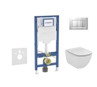 Geberit Duofix - Set bâti-support, cuvette Tesi et abattant softclose, plaque de déclenchement Sigma20, chrome mat/chrome SANI11CD2138