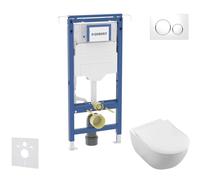 Geberit Duofix - Set bâti-support, cuvette Tesi et abattant Villeroy Boch, plaque de déclenchement Sigma20, DirectFlush, SoftClose, CeramicPlus, blanc/chrome brillant SANI11CK3114