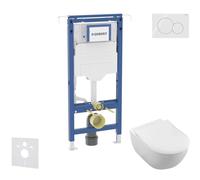 Geberit Duofix - Set bâti-support, cuvette Tesi et abattant Villeroy Boch, plaque de déclenchement Sigma01, DirectFlush, SoftClose, CeramicPlus, blanc alpin SANI11CK3113