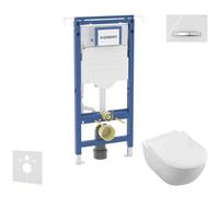 Geberit Duofix - Set bâti-support, cuvette Tesi et abattant Villeroy Boch, plaque de déclenchement Sigma50, DirectFlush, SoftClose, CeramicPlus, blanc alpin SANI11CK3117