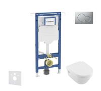 Geberit Duofix - Set bâti-support, cuvette Tesi et abattant Villeroy Boch, plaque de déclenchement Sigma01, DirectFlush, SoftClose, CeramicPlus, chrome mat SANI11CK2109