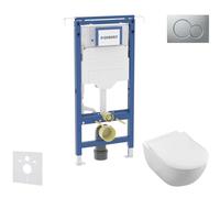 Geberit Duofix - Set bâti-support, cuvette Tesi et abattant Villeroy Boch, plaque de déclenchement Sigma01, DirectFlush, SoftClose, CeramicPlus, chrome mat SANI11CK2100