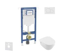 Geberit Duofix - Set bâti-support, cuvette Tesi et abattant Villeroy Boch, plaque de déclenchement Sigma01, DirectFlush, SoftClose, CeramicPlus, blanc alpin SANI11CK3109