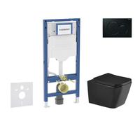 Geberit Duofix - Set de bâti-support, cuvette Arkas I et abattant softclose, plaque de déclenchement Sigma01, noir SANI11CA5514