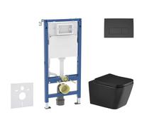 Geberit Duofix - Set de bâti-support, cuvette Arkas l et abattant softclose, plaque de déclenchement Delta50, noir mat SANI11CA5513
