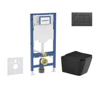 Geberit Duofix - Set de bâti-support, cuvette Arkas l et abattant softclose, plaque de déclenchement Sigma20, noir brillant/noir mat SANI11CA5511