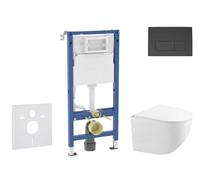 Geberit Duofix - Set de bâti-support, cuvette compacte Gaia et abattant softclose, plaque de déclenchement Delta50, noir mat SANI11CA5122B
