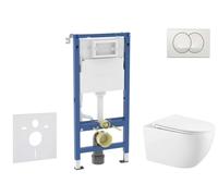 Geberit Duofix - Set de bâti-support, cuvette Gaia et abattant softclose, plaque de déclenchement Delta, blanc SANI11CA3143B