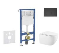 Geberit Duofix - Set de bâti-support, cuvette Gaia et abattant softclose, plaque de déclenchement Delta50, noir mat SANI11CA5118B