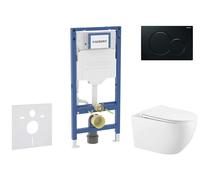 Geberit Duofix - Set de bâti-support, cuvette Gaia et abattant softclose, plaque de déclenchement Sigma01, noir SANI11CA5134B