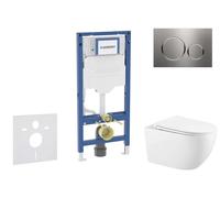 Geberit Duofix - Set de bâti-support, cuvette Gaia et abattant softclose, plaque de déclenchement Sigma20, inox SANI11CA6102B