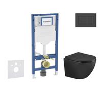 Geberit Duofix - Set de bâti-support, cuvette Oudee et abattant softclose, plaque de déclenchement Sigma20, noir mat/noir SANI11CA5503