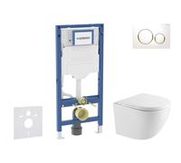 Geberit Duofix - Set de bâti-support, cuvette Oudee et abattant softclose, plaque de déclenchement Sigma20, blanc/doré SANI11CA3199