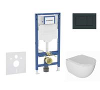 Geberit Duofix - Set de bâti-support, cuvette Oudee et abattant softclose, plaque de déclenchement Sigma20, noir brillant/noir mat SANI11CA5130B