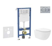 Geberit Duofix - Set de bâti-support, cuvette Oudee Vortex et abattant softclose, plaque de déclenchement Delta01, chrome mat SANI11CA1157B