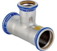 Geberit GE Mapress, acier inoxydable, gaz, raccord en T, sortie rouge, 76,1 x 35 x 76,1 mm, 1 pièce.
