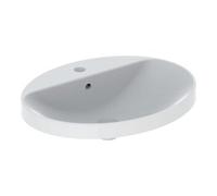 Geberit Geberit Lavabo encastré VariForm 60x48 cm, avec trop-plein, avec mitigeur, ovale, verre US/blanc Quantité:1