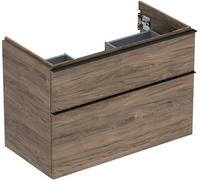 Geberit iCon armoire basse pour lavabo, 2 tiroirs, 88,8x61,5x47,6 cm, 502305, 502.305.JR.1, Couleur: Façade/carcasse : noyer hickory/mélamine texture bois, poignée : lave/poudre mate