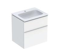 Geberit Lavabo iCon 502.335.01.1 – meuble 60 cm, 2 tiroirs, blanc laqué, poignée blanche mate