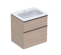 Geberit Pack lavabo 60 cm iCon – 2 tiroirs, lavabo blanc, siphon, corps chêne – 502.335.JH.1