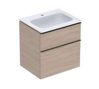 Lavabo Icon Geberit avec meuble bas 60 cm 502331JH1 Ensemble lavabo 60x63x48cm, blanc /KeraTect, corps chêne, poignée lave mate