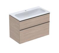 Geberit Pack lavabo iCon 90 cm slim, meuble 2 tiroirs chêne + siphon 502.337.JH.1