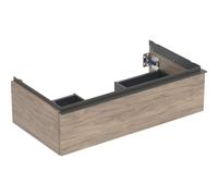 Geberit iCon Armoire basse pour lavabo, 1 tiroir, 88,8x24,7x47,6 cm, 502312, 502312JR1, Couleur: Façade/carcasse : noyer hickory/mélamine texture bois, poignée : lave/poudre mate - CM