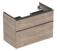 Geberit iCon armoire basse pour lavabo, 2 tiroirs, 88,8x61,5x47,6 cm, 502305, 502.305.JR.1, Couleur: Façade/carcasse : noyer hickory/mélamine texture bois, poignée : lave/poudre mate