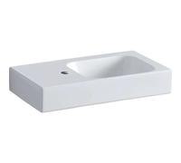 Geberit iCon lave-mains 124153000 53x31cm, espace de rangement à gauche, avec trou pour robinetterie, sans trop-plein, blanc
