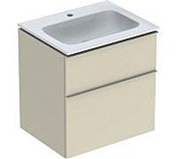Geberit iCon lavabo avec meuble bas 60 cm 502335JL1 Ensemble lavabo 60x63x48cm, blanc , corps sable brillant, poignée sable mat